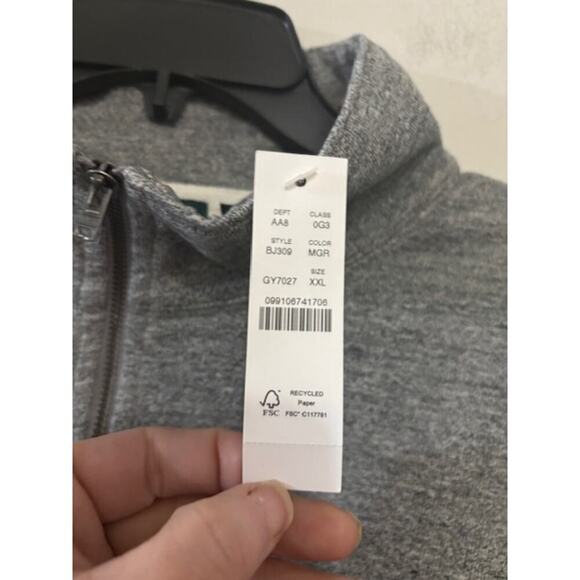 J Crew Mens Quarter Zip Pullover XXL Athleisure Jacket Gray Casual NWT BJ309 - Picture 7 of 9